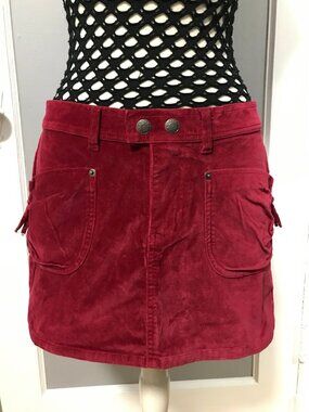 90s Y2K Goth Punk Grunge GUESS JEANS Red Velvet Cargo Mini Skirt size 29 MEDIUM